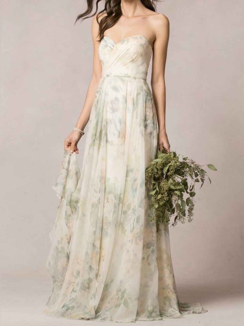 Jenny Yoo Bridesmaids Strapless Annabelle Gown, Floral, Excellent Condition